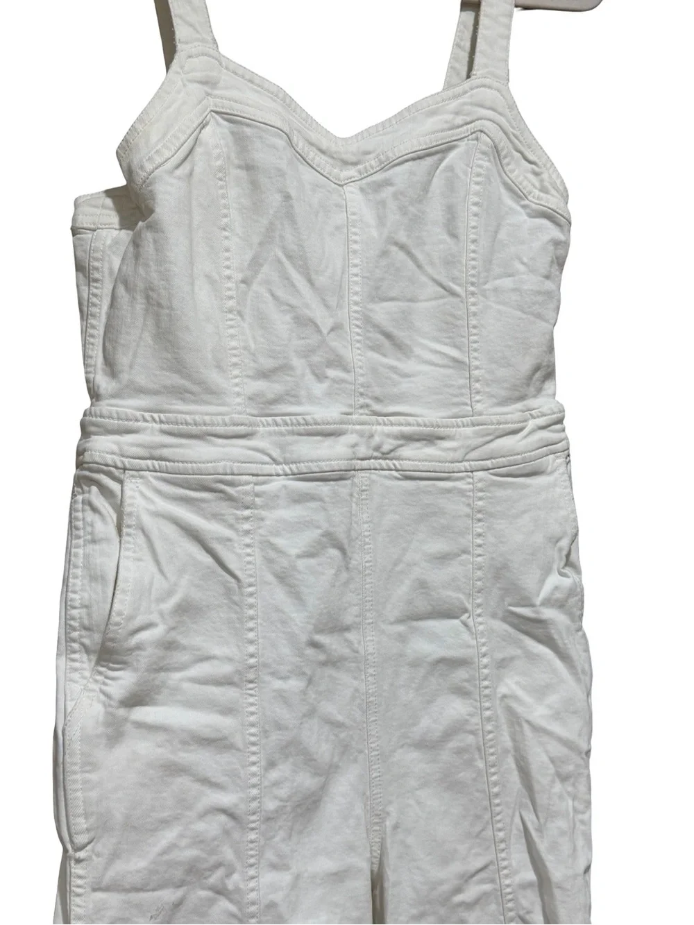 ๐ค Madewell Denim Seamed Wide-Leg Jumpsuit Pure White Size 10 - Picture 11 of 16